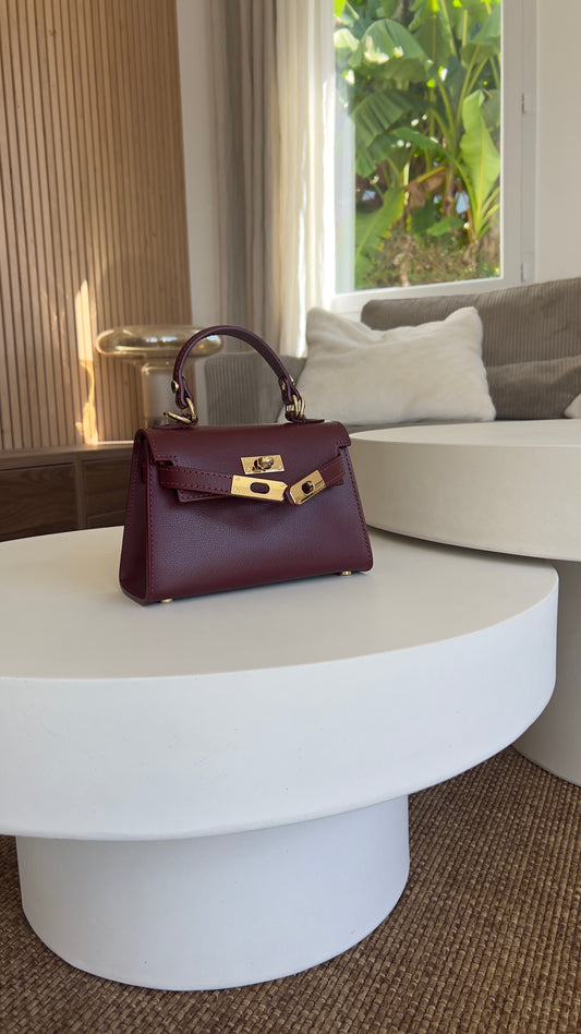 Sac inspiration en cuir - bordeaux