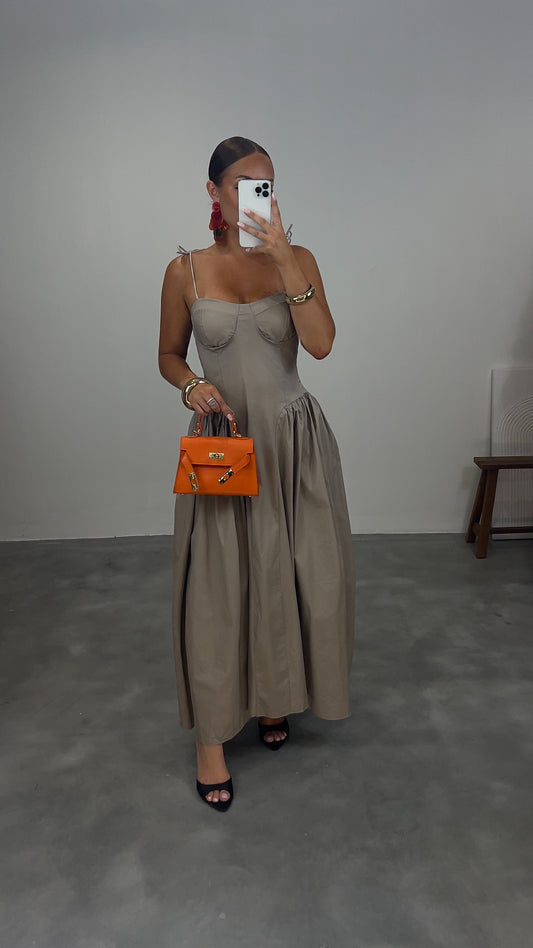 Robe longue corset - taupe