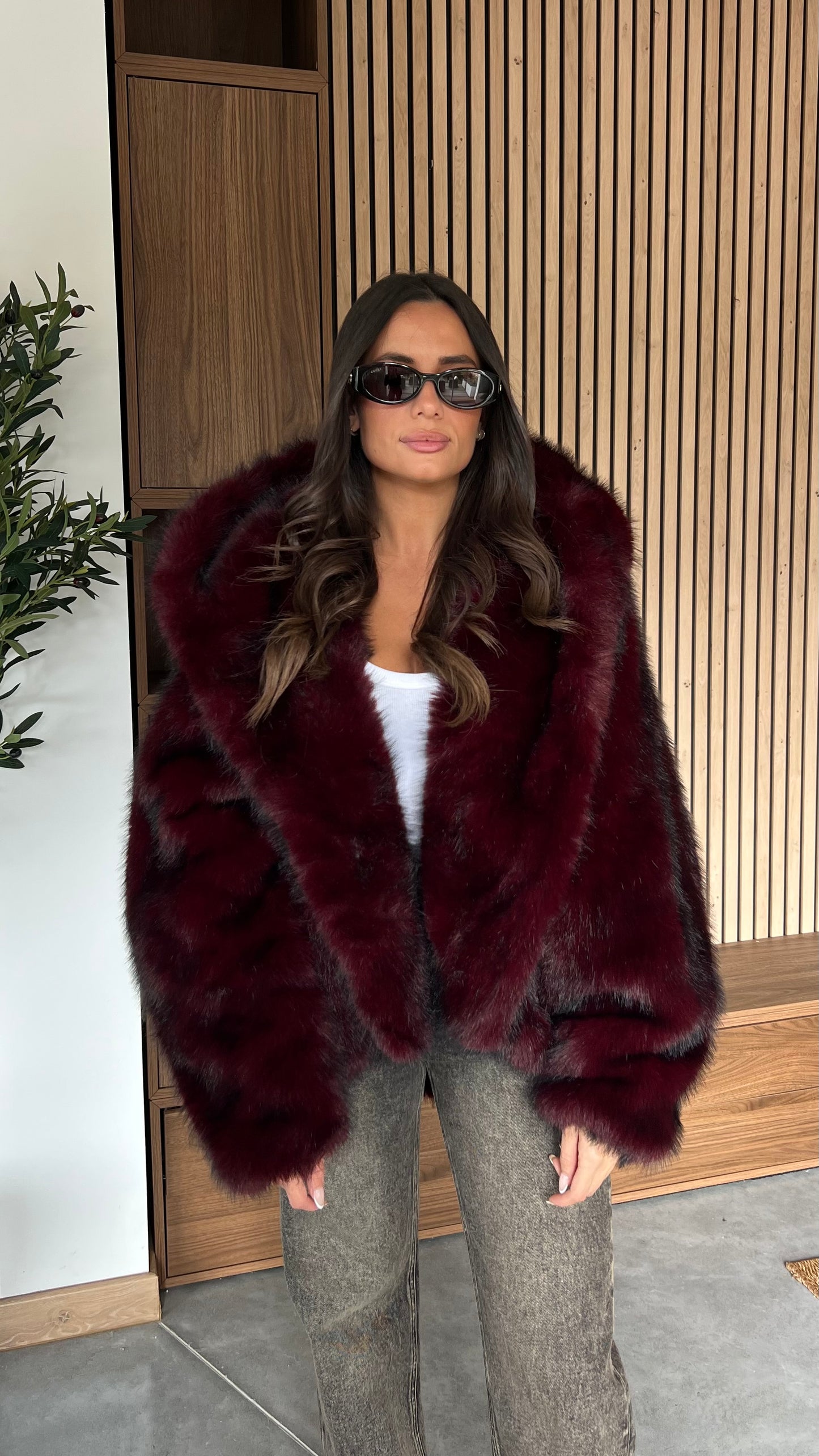 Fausse fourrure - bordeaux