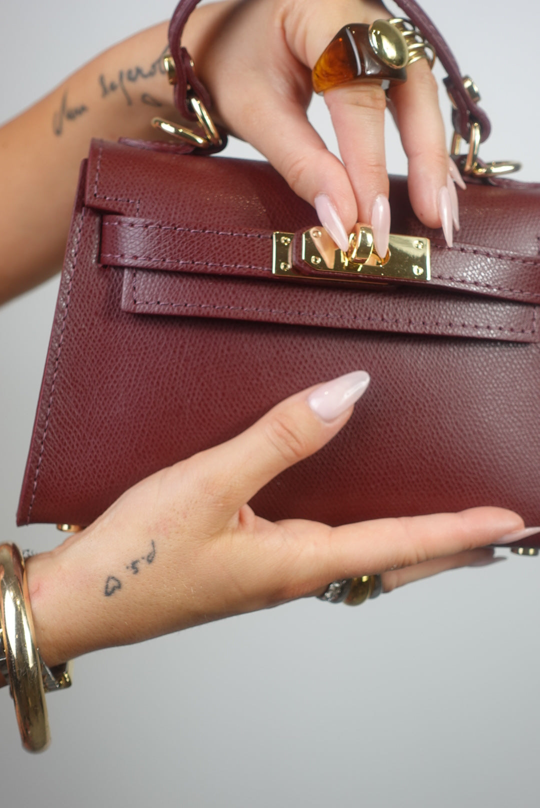 Sac inspiration en cuir - bordeaux