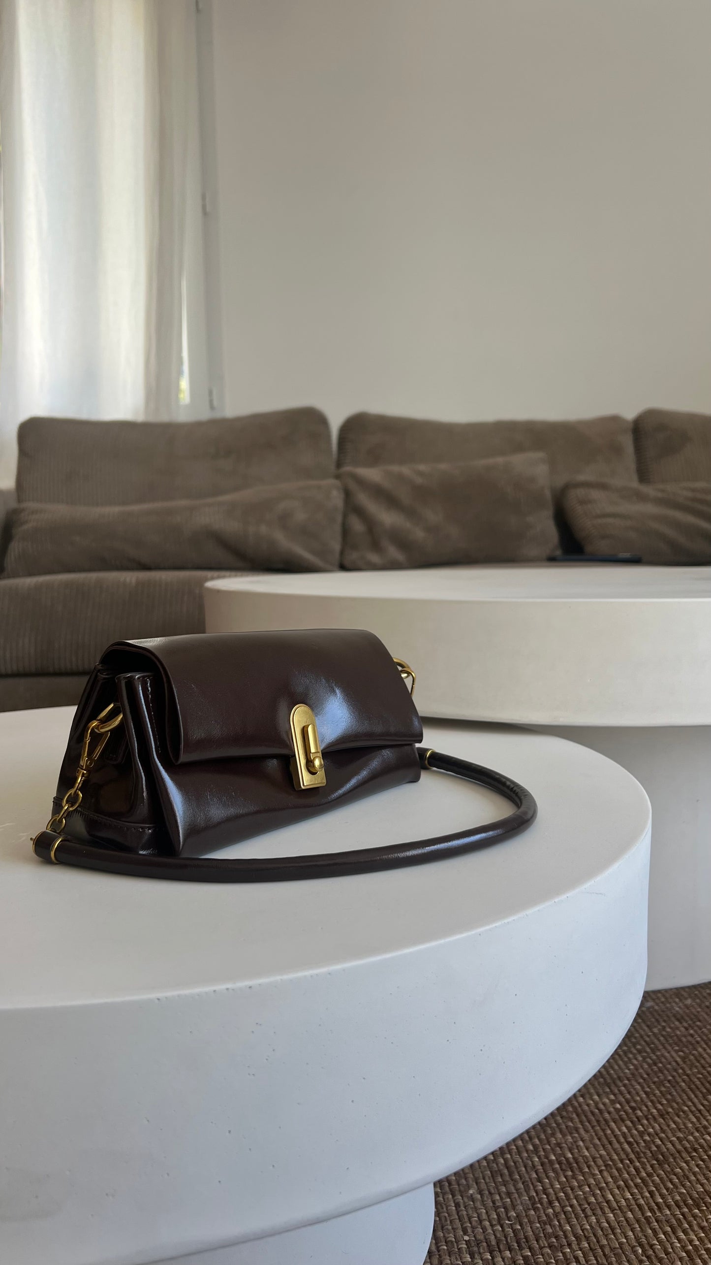 Sac classique en cuir - chocolat