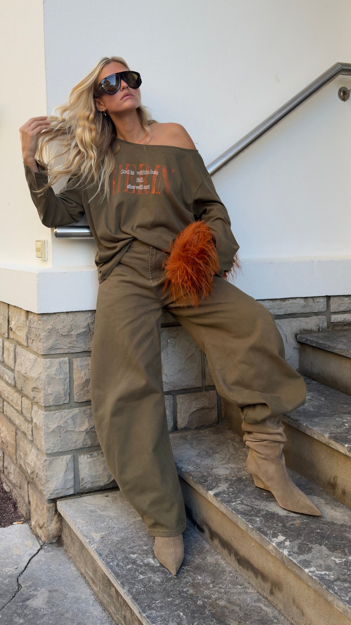 Haut loose asymétrique - kaki
