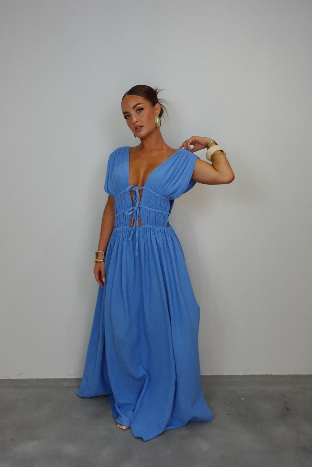 Robe gaze de coton - bleu ciel