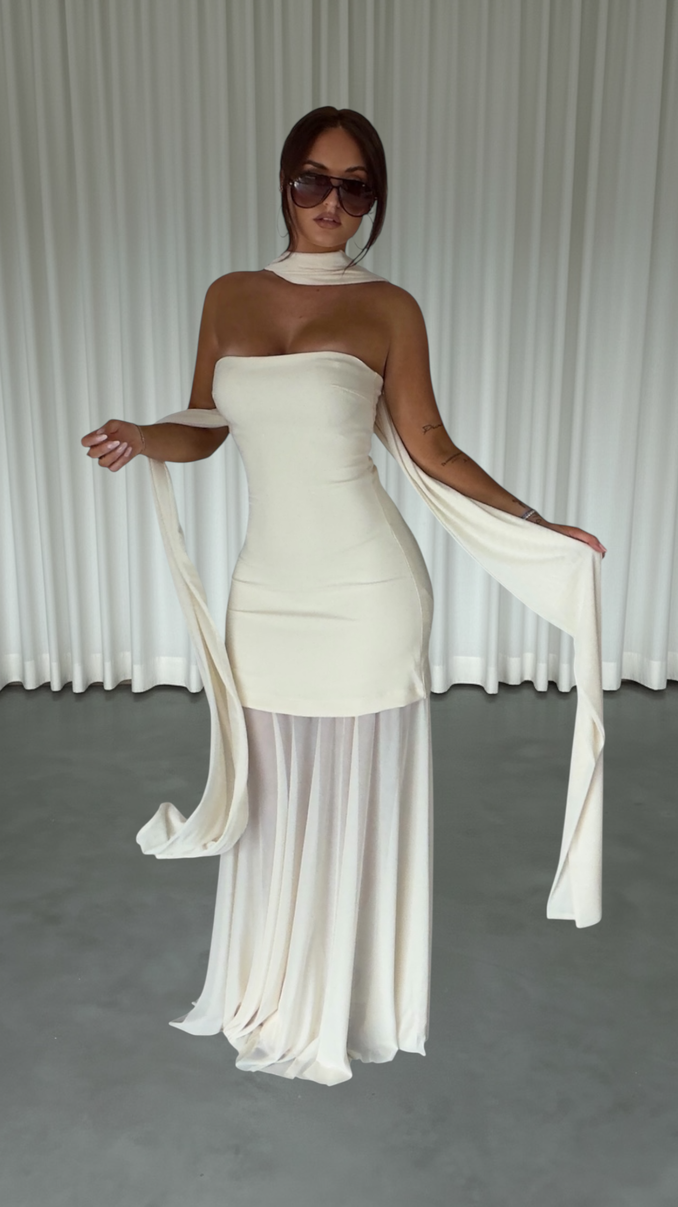 Robe bustier tule - crème
