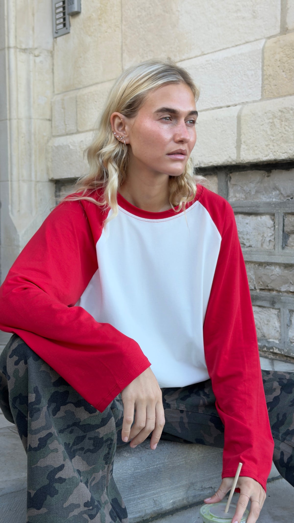 Haut bicolore - blanc et rouge