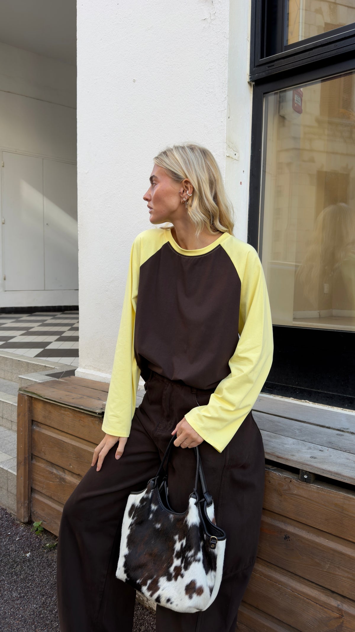 Haut bicolore - jaune et chocolat