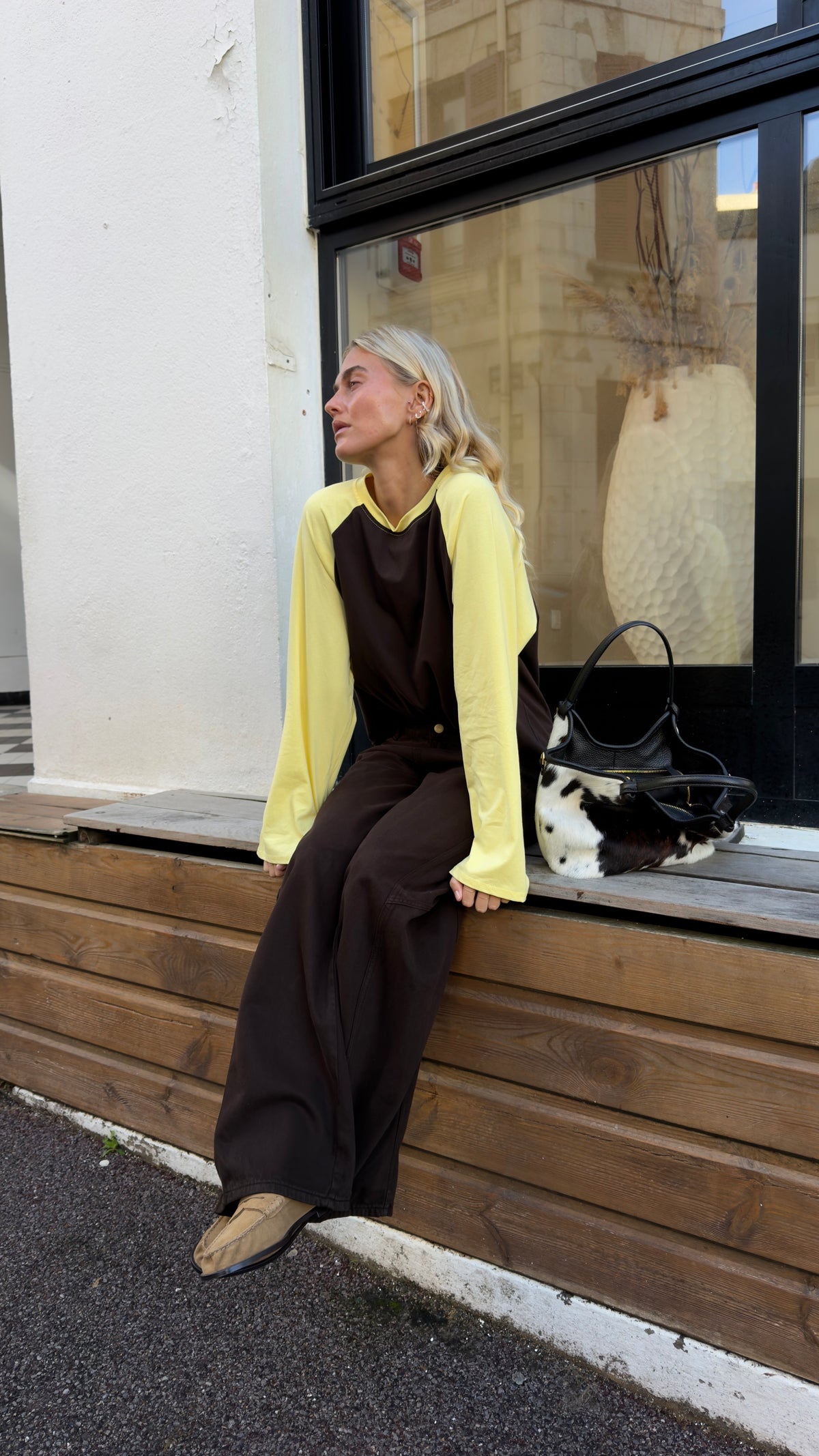 Haut bicolore - jaune et chocolat