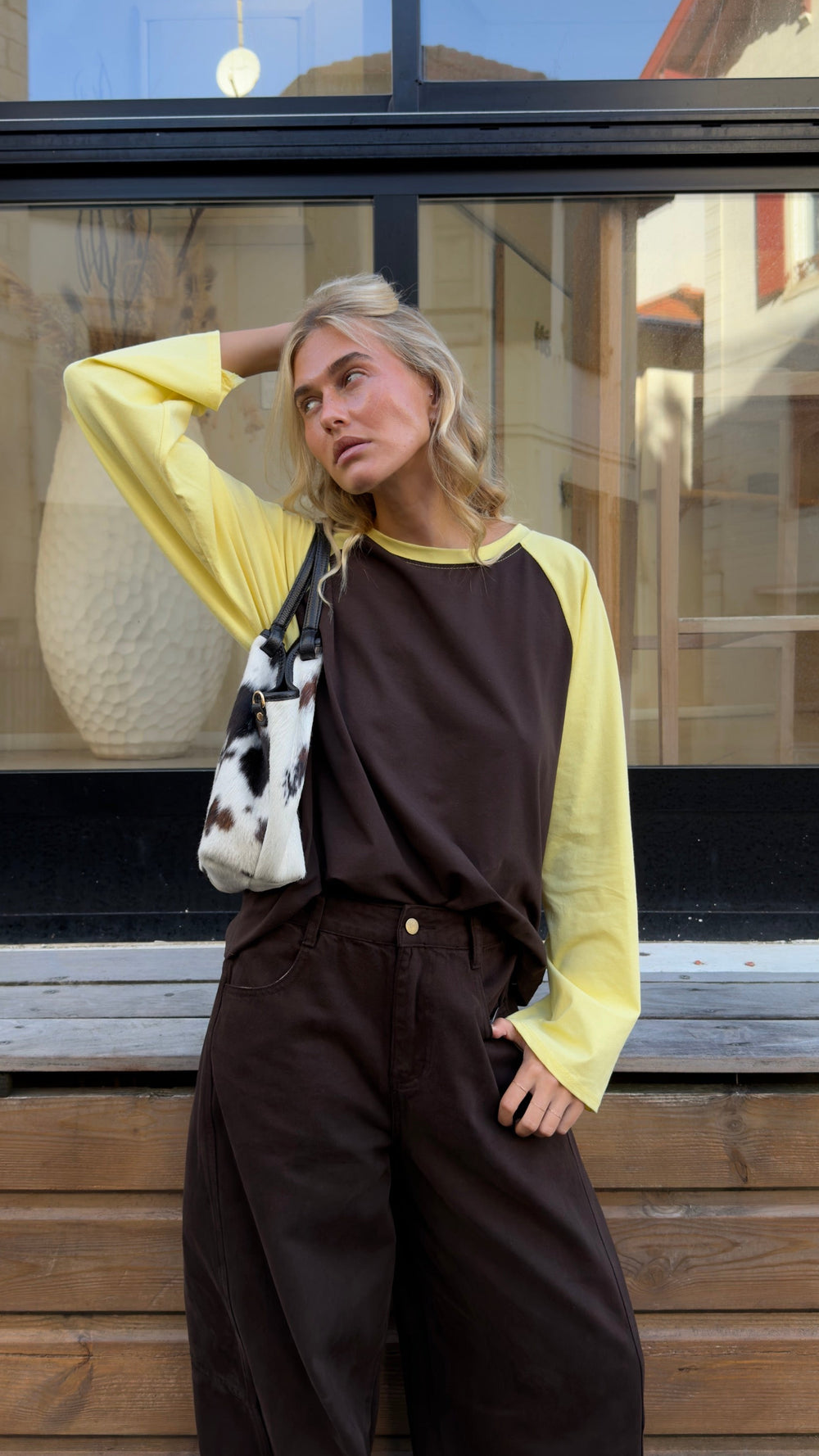 Haut bicolore - jaune et chocolat