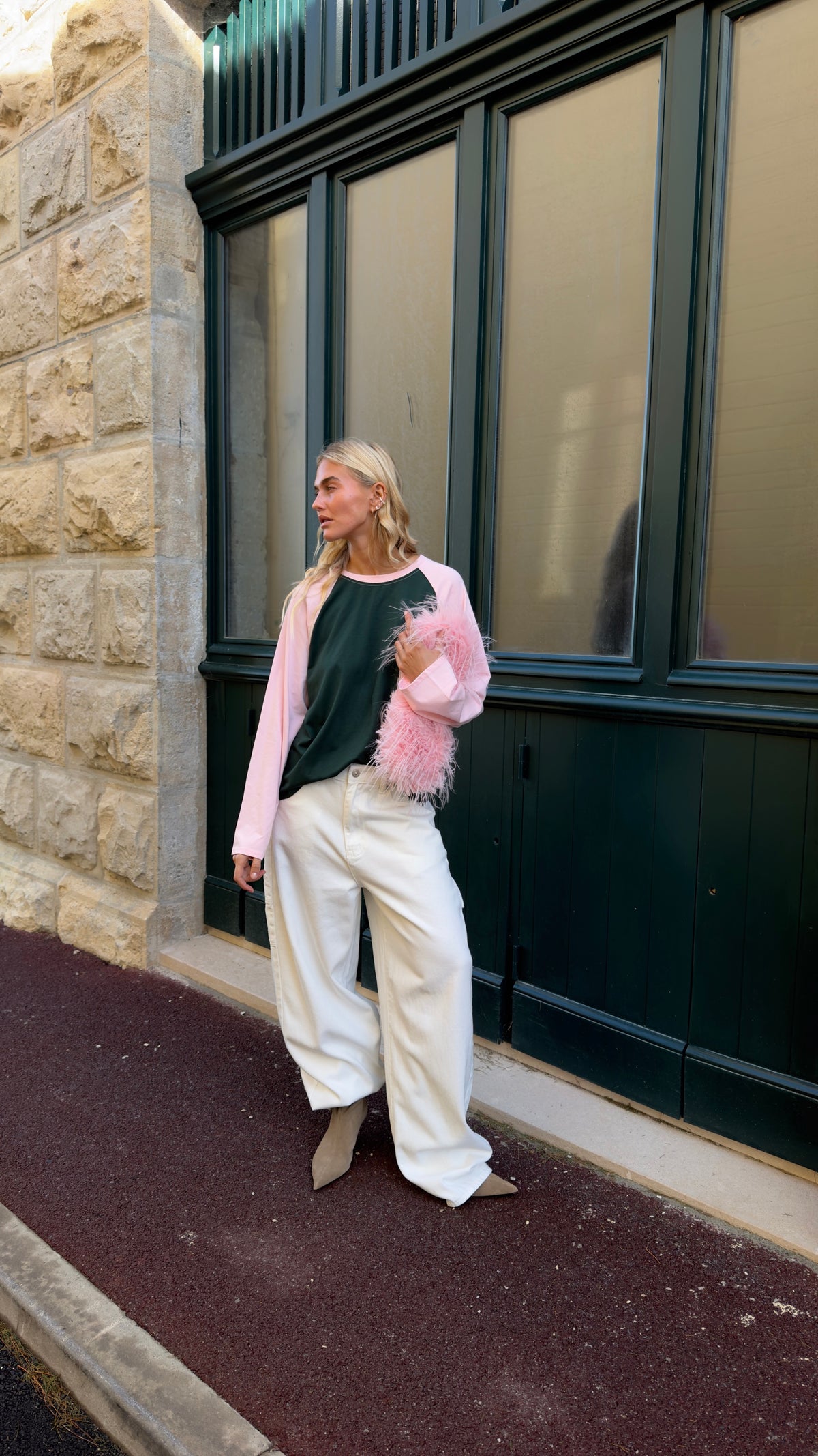 Two-tone top - pink and green