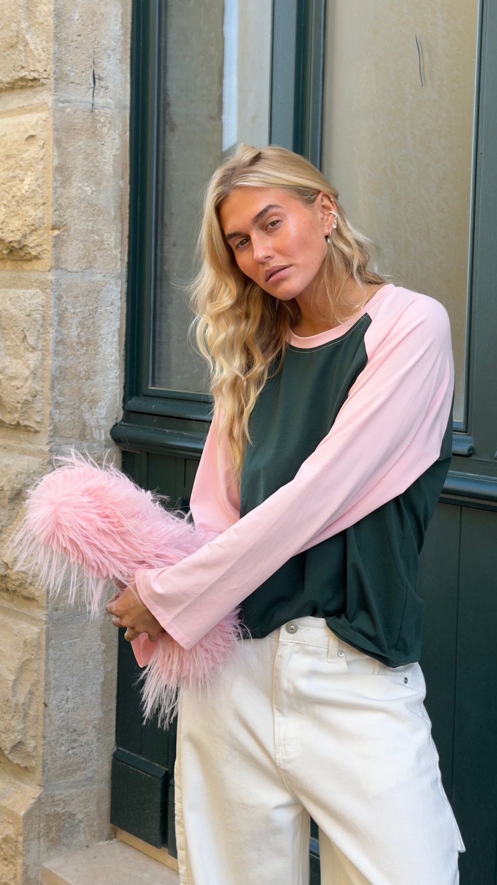 Two-tone top - pink and green