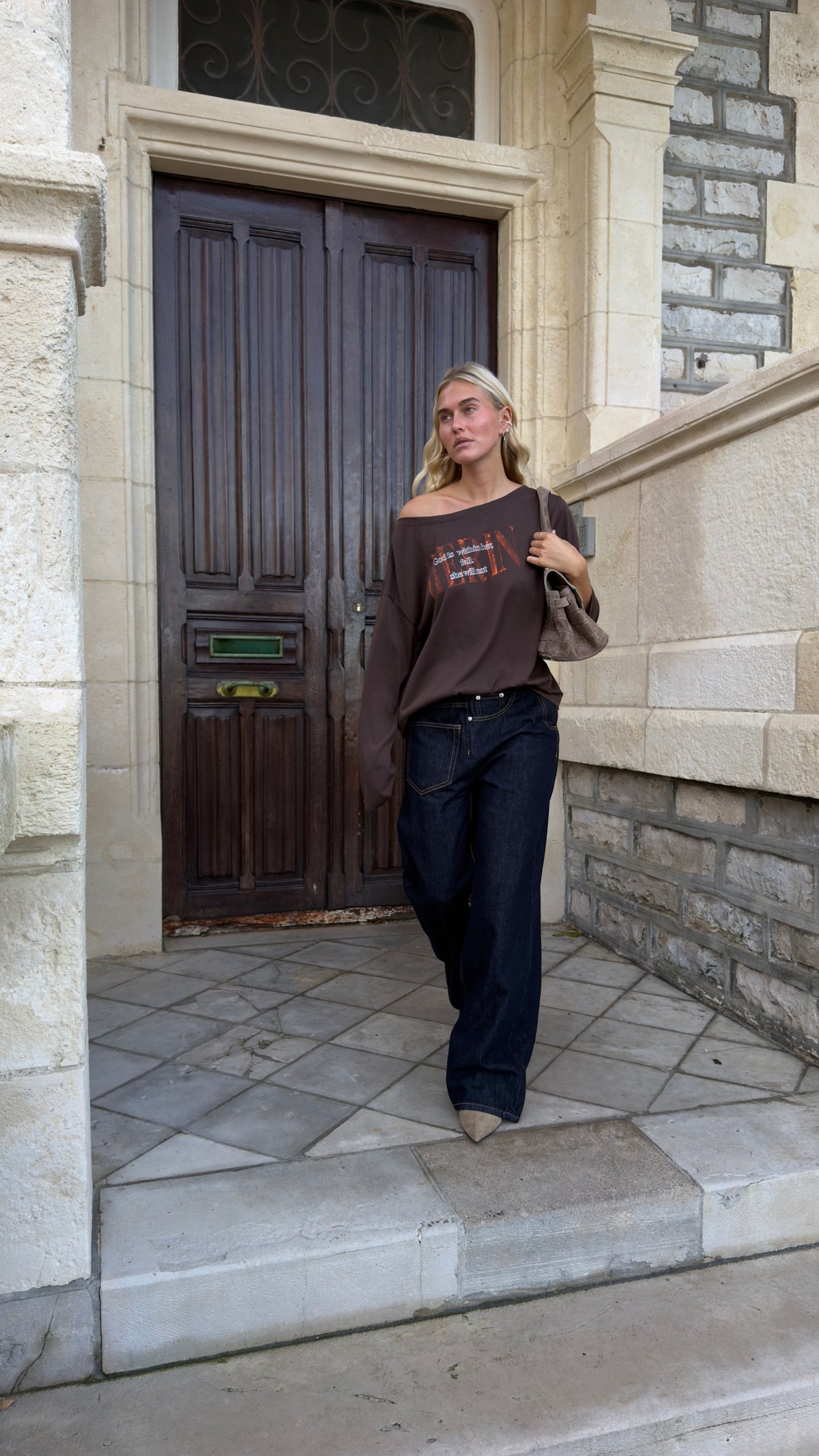 Raw asymmetric jeans