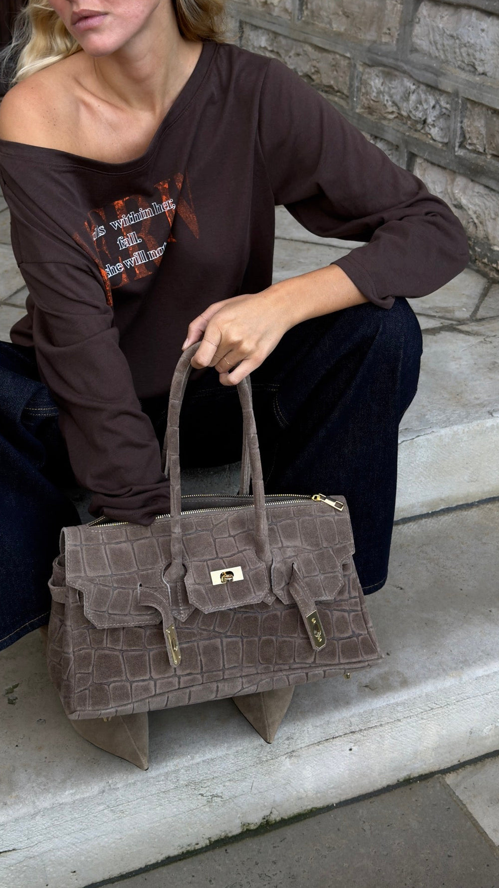 Grand sac suedine - taupe