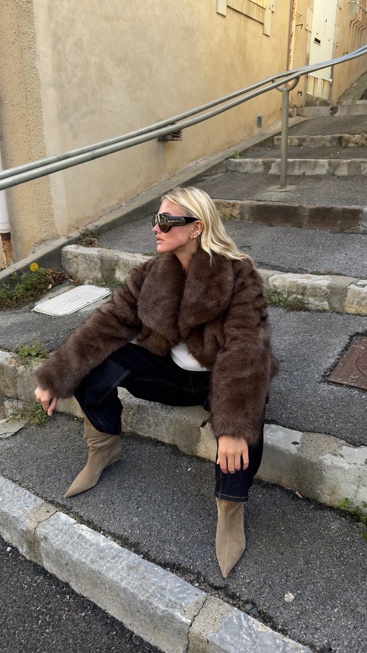 Fausse fourrure courte - chocolat